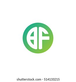 Initial letters BF circle shape green simple logo