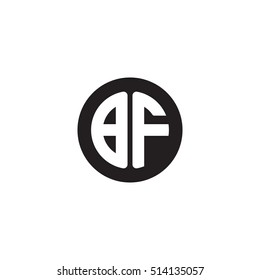Initial letters BF circle shape monogram black simple logo