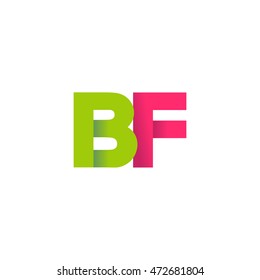 Initial letters BF overlapping fold logo green magenta