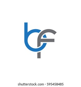 Initial letters bf, round linked chain shape lowercase logo modern design blue gray