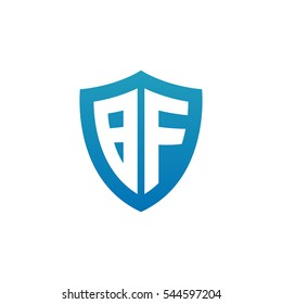 Initial letters BF shield shape blue simple logo