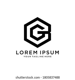 Initial letters BG hexagon logo shape