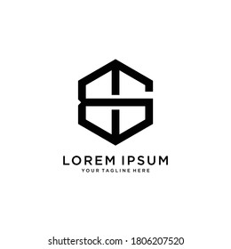 Letras iniciales Forma del logotipo BG hexagón