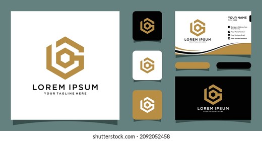 Anfangsbuchstaben BG-Hexagon-Logo-Form mit Vorlage für Visitenkarten