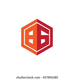 Initial letters BG hexagon shape logo red orange