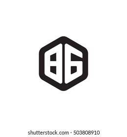 Initial letters BG rounded hexagon shape monogram black simple modern logo