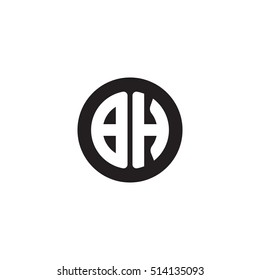Initial letters BH circle shape monogram black simple logo