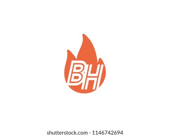 Initial letters BH in fire. Logo vector