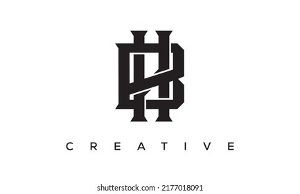 Initial letters BH, HB monogram logo design with creative style alphabet symbol. spiral letters universal elegant vector emblem, logotype. Graphic alphabet symbol for corporate identity