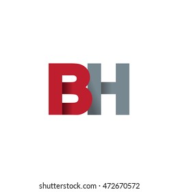 Initial letters BH overlapping fold logo red gray