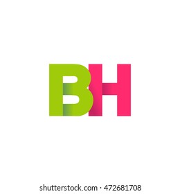 Initial letters BH overlapping fold logo green magenta