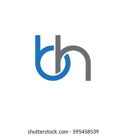 Initial letters bh, round linked chain shape lowercase logo modern design blue gray