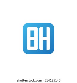 Initial letters BH rounded square shape blue simple logo