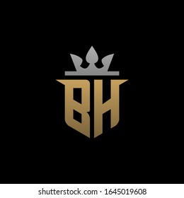 Initial Letters BH with Shield King Logo Design