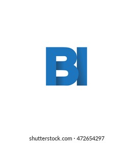 Initial letters BI overlapping fold logo blue