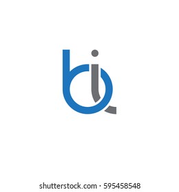 Initial letters bi, round linked chain shape lowercase logo modern design blue gray