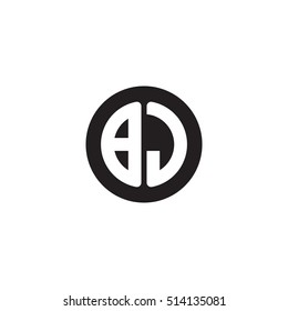 Initial letters BJ circle shape monogram black simple logo