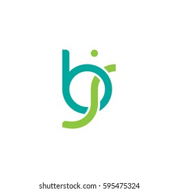 Initial letters bj, round linked chain shape lowercase logo modern design modern green