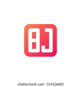 Initial letters BJ rounded square shape red orange simple logo