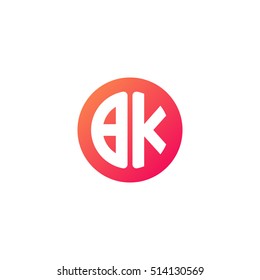 Initial letters BK circle shape red orange simple logo