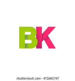 Initial letters BK overlapping fold logo green magenta