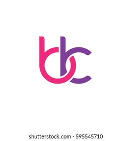 Initial letters bk, round linked chain shape lowercase logo modern design pink purple