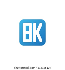 Initial letters BK rounded square shape blue simple logo