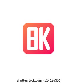 Initial letters BK rounded square shape red orange simple logo
