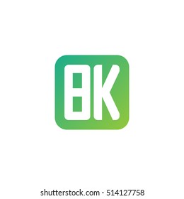 Initial letters BK rounded square shape green simple logo