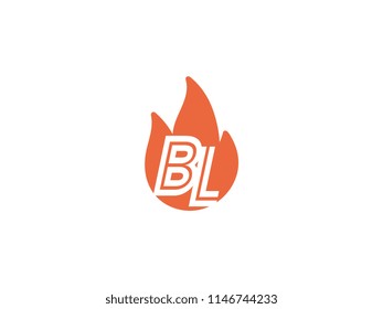 Initial letters BL in fire. Logo vector