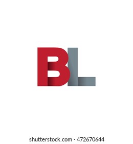 Initial letters BL overlapping fold logo red gray