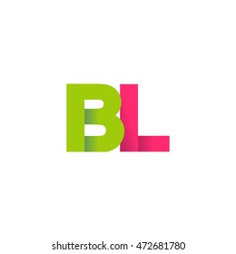 Initial letters BL overlapping fold logo green magenta