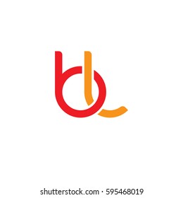 Initial letters bl, round linked chain shape lowercase logo modern design red orange