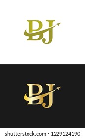 Initial Letters BL Travel Logo Design with Aircraft Airplane and Swoosh Icon