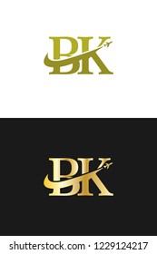 Initial Letters BL Travel Logo Design with Aircraft Airplane and Swoosh Icon