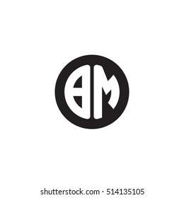 Initial letters BM circle shape monogram black simple logo