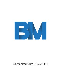 Initial letters BM overlapping fold logo blue