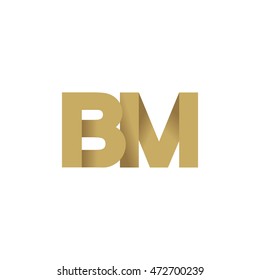 Initial letters BM overlapping fold logo brown gold