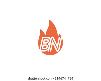 Initial letters BN in fire. Logo vector