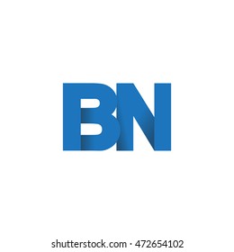 Initial letters BN overlapping fold logo blue