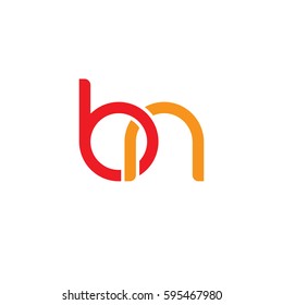 Initial letters bn, round linked chain shape lowercase logo modern design red orange