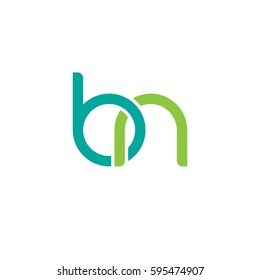 Initial letters bn, round linked chain shape lowercase logo modern design modern green