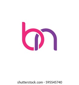 Initial letters bn, round linked chain shape lowercase logo modern design pink purple