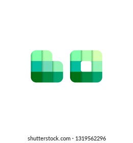 Initial Letters BO, B, O Pixel Brick Logo Design Inspiration in Green Color
