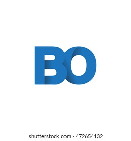 Initial letters BO overlapping fold logo blue