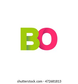 Initial letters BO overlapping fold logo green magenta