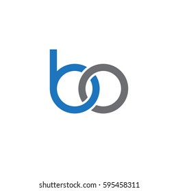 Initial letters bo, round linked chain shape lowercase logo modern design blue gray