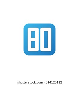 Initial letters BO rounded square shape blue simple logo