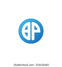 Initial letters BP circle shape blue simple logo