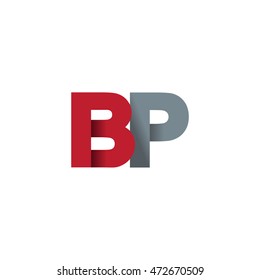 Initial letters BP overlapping fold logo red gray